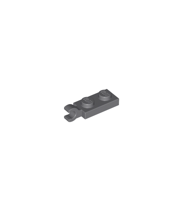 LEGO - Plaat, gemodificeerd 1 x 2 met clip aan uiteinde (horizontale greep) - Dark Bluish Gray | N