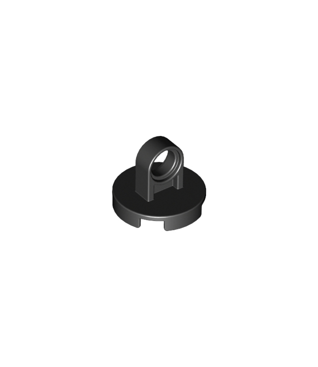 LEGO - Tegel, rond 2 x 2 met dikke hijsring en onderop een nophouder - Black | N