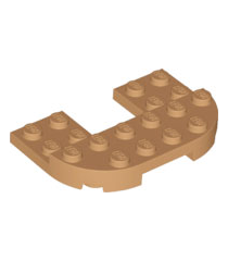 LEGO - Plaat, rond 4 x 6 x 2/3 verhoogd 2 x 6 met 2 x 2 uitsparing - Medium Nougat | N - Thumbnail