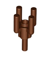 LEGO - Staaf 1.2L met bovenop een nop en 4 opstaande staafarmen (palmboomtop) - Reddish Brown | N - Thumbnail