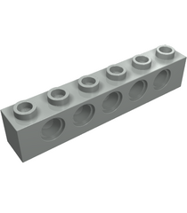 LEGO - Technic, steen 1 x 6 met gaten - Light Gray | N - Thumbnail