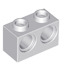 LEGO - Technic, steen 1 x 2 met gaten - Light Bluish Gray | N - Thumbnail