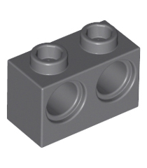 LEGO - Technic, steen 1 x 2 met gaten - Dark Bluish Gray | N - Thumbnail
