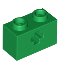 LEGO - Technic, steen 1 x 2 met as-gat - Green | N - Thumbnail