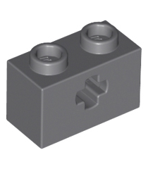 LEGO - Technic, steen 1 x 2 met as-gat - Dark Bluish Gray | N - Thumbnail