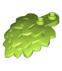 LEGO - Plantplaat, rond 1 x 2 met gelaagde bladeren - Lime | N - Thumbnail