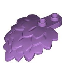 LEGO - Plantplaat, rond 1 x 2 met gelaagde bladeren - Medium Lavender | N - Thumbnail