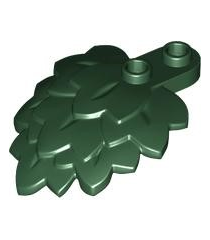 LEGO - Plantplaat, rond 1 x 2 met gelaagde bladeren - Dark Green | N - Thumbnail