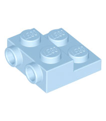 LEGO - Plaat, gemodificeerd 2 x 2 x 2/3 met 2 noppen aan zijkant - Bright Light Blue | N - Thumbnail