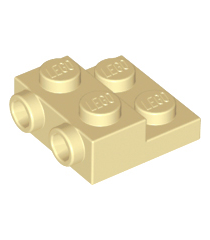 LEGO - Plaat, gemodificeerd 2 x 2 x 2/3 met 2 noppen aan zijkant - Tan | N - Thumbnail