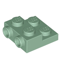 LEGO - Plaat, gemodificeerd 2 x 2 x 2/3 met 2 noppen aan zijkant - Sand Green | N - Thumbnail