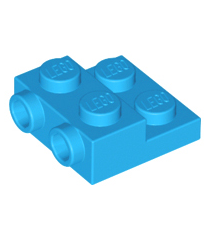 LEGO - Plaat, gemodificeerd 2 x 2 x 2/3 met 2 noppen aan zijkant - Dark Azure | N - Thumbnail
