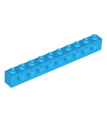 LEGO - Technic, steen 1 x 10 met gaten - Dark Azure | N - Thumbnail
