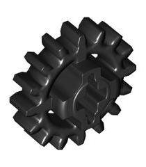 LEGO - Technic, tandwiel 16 tanden – as-gat met gesloten zijkanten - Black | N - Thumbnail