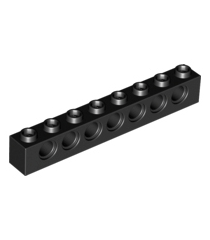 LEGO - Technic, steen 1 x 8 met gaten - Black | N - Thumbnail
