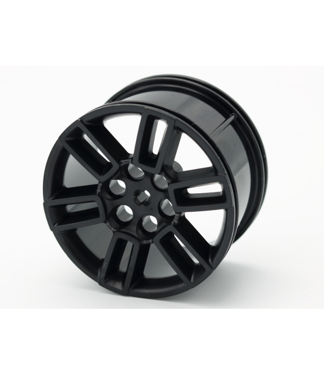 LEGO - Wiel Ø56mm x 34mm Technic race middelgroot, 6 pen-gaten, as-gat, open spaken - Black | N