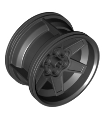LEGO - Wiel Ø56mm x 34mm Technic race middelgroot, 6 pen-gaten - Black | N - Thumbnail