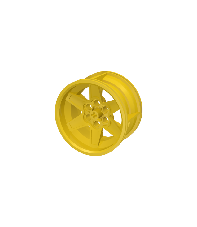 LEGO - Wiel Ø56mm x 34mm Technic race middelgroot, 6 pen-gaten - Yellow | N
