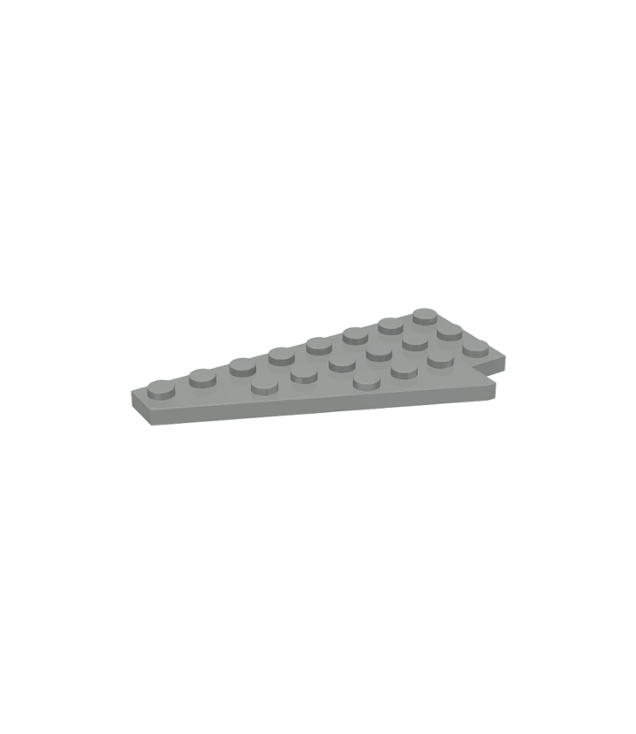 LEGO - Wig, plaat 8 x 4 vleugel links (Vintage jaren ’90 onderdeel) - Light Gray | N