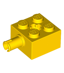 LEGO - Steen, gemodificeerd 2 x 2 met pen en as-gat (Vintage jaren ’90 onderdeel) - Yellow | N - Thumbnail