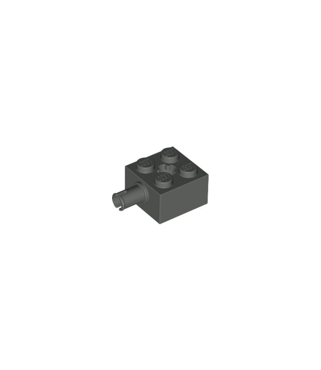 LEGO - Steen, gemodificeerd 2 x 2 met pen en as-gat (Vintage jaren ’90 onderdeel) - Dark Gray | N