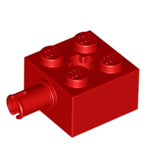 LEGO - Steen, gemodificeerd 2 x 2 met pen en as-gat (Vintage jaren ’90 onderdeel) - Red | N - Thumbnail