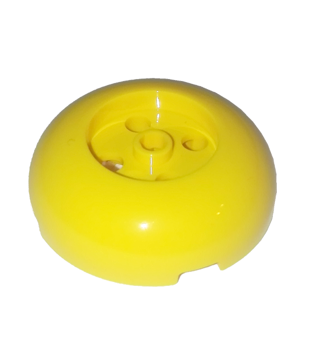 LEGO - Steen, rond 4 x 4 met koepelvormige bovenkant en verzonken 2 x 2 midden - Yellow | N