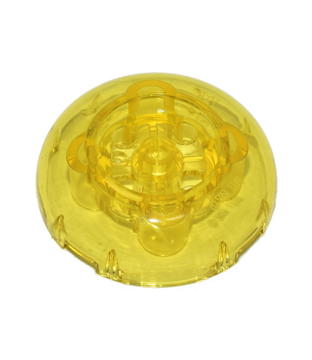 LEGO - Steen, rond 4 x 4 met koepelvormige bovenkant en verzonken 2 x 2 midden - Trans-Yellow | N