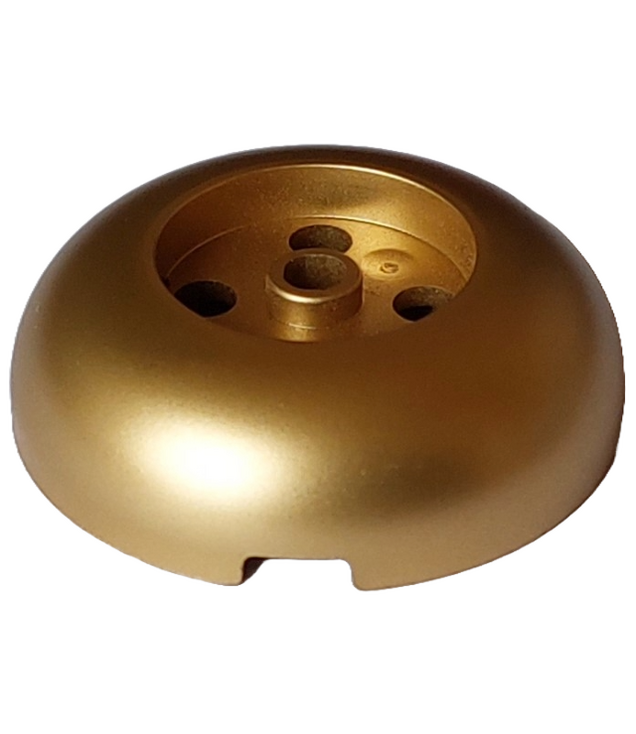 LEGO - Steen, rond 4 x 4 met koepelvormige bovenkant en verzonken 2 x 2 midden - Metallic Gold | N