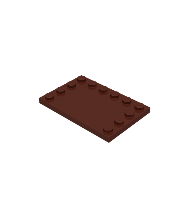LEGO - Tegel, aangepast 4 x 6 met noppen aan de randen (Vintage jaren 2000 onderdeel) - Brown | N