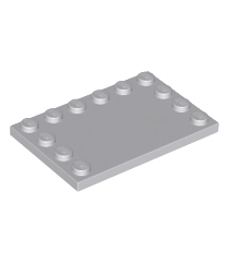 LEGO - Tegel, aangepast 4 x 6 met noppen aan de randen (Vintage jaren 2000 onderdeel) - Light Bluish Gray | N - Thumbnail
