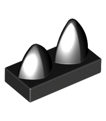 LEGO - Tegel, gemodificeerd 1 x 2 met 2 verticale tanden - Black | N - Thumbnail