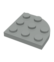 LEGO - Plaat, ronde hoek 3 x 3 (Vintage jaren 2000 onderdeel) - Light Gray | N - Thumbnail