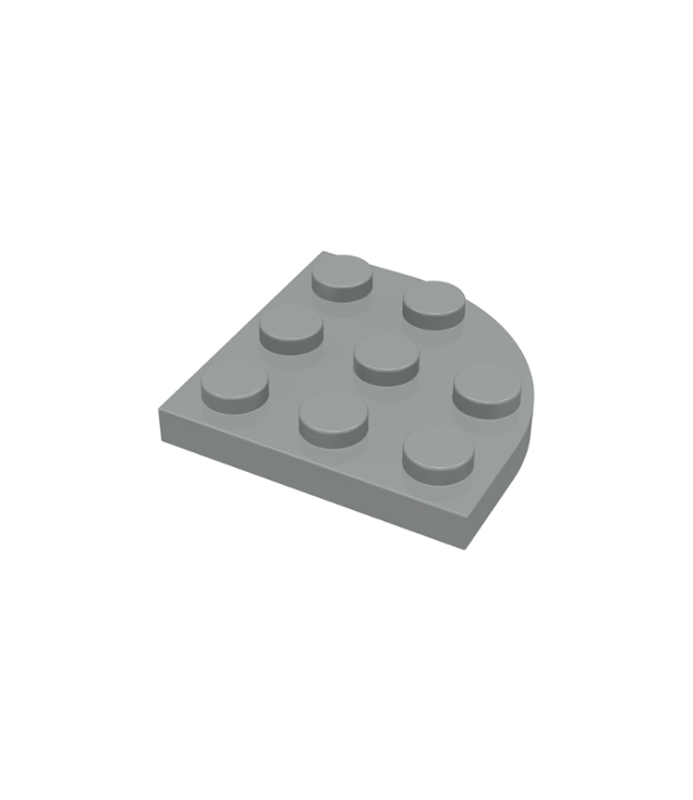 LEGO - Plaat, ronde hoek 3 x 3 (Vintage jaren 2000 onderdeel) - Light Gray | N