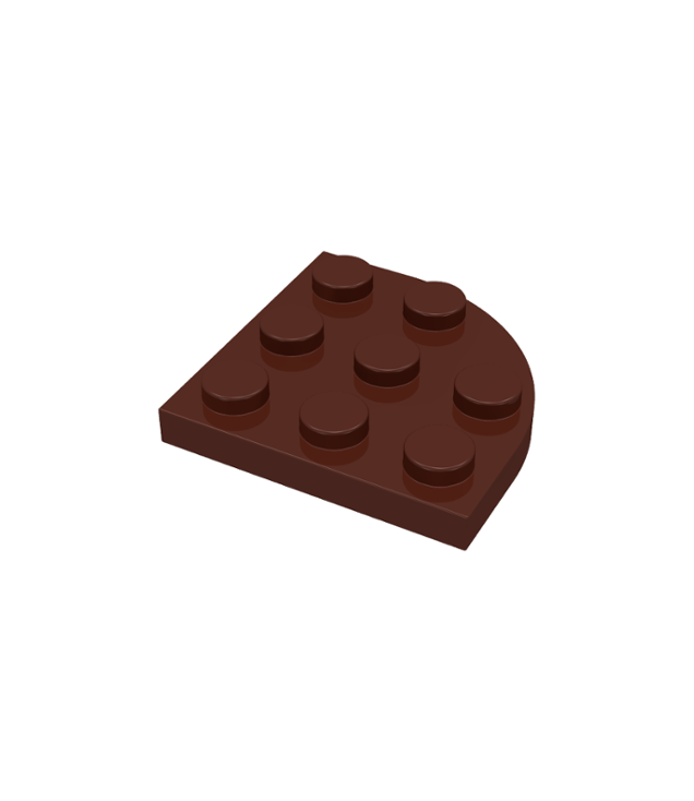 LEGO - Plaat, ronde hoek 3 x 3 (Vintage jaren 2000 onderdeel) - Brown | N