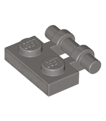 LEGO - Plaat, aangepast 1 x 2 met staafgreep aan zijkant – vrije uiteinden (Vintage jaren ’90 onderdeel) - Dark Gray | N - Thumbnail