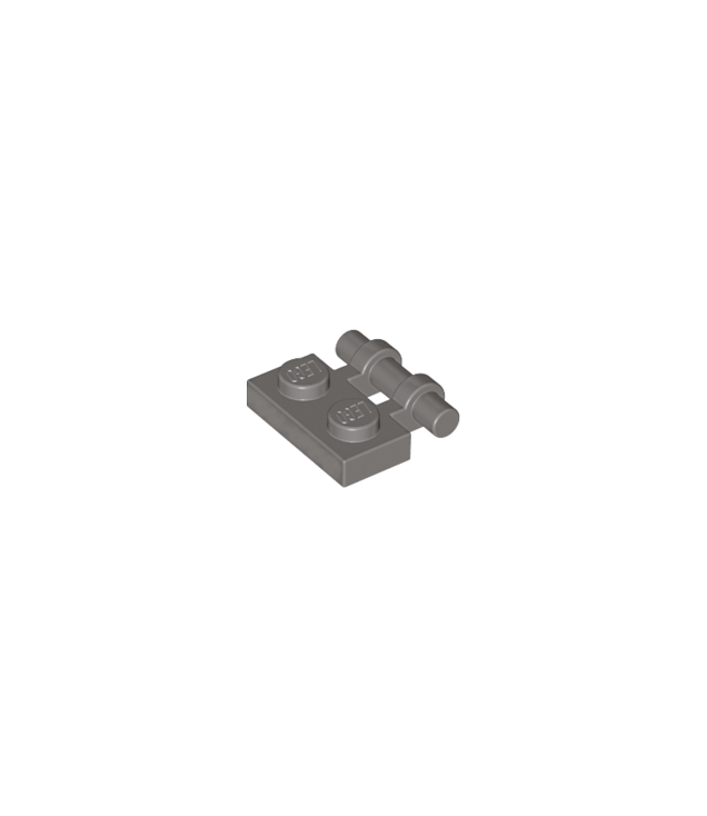 LEGO - Plaat, aangepast 1 x 2 met staafgreep aan zijkant – vrije uiteinden (Vintage jaren ’90 onderdeel) - Dark Gray | N