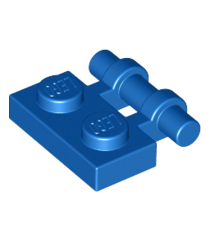 LEGO - Plaat, aangepast 1 x 2 met staafgreep aan zijkant – vrije uiteinden (Vintage jaren ’90 onderdeel) - Blue | N - Thumbnail