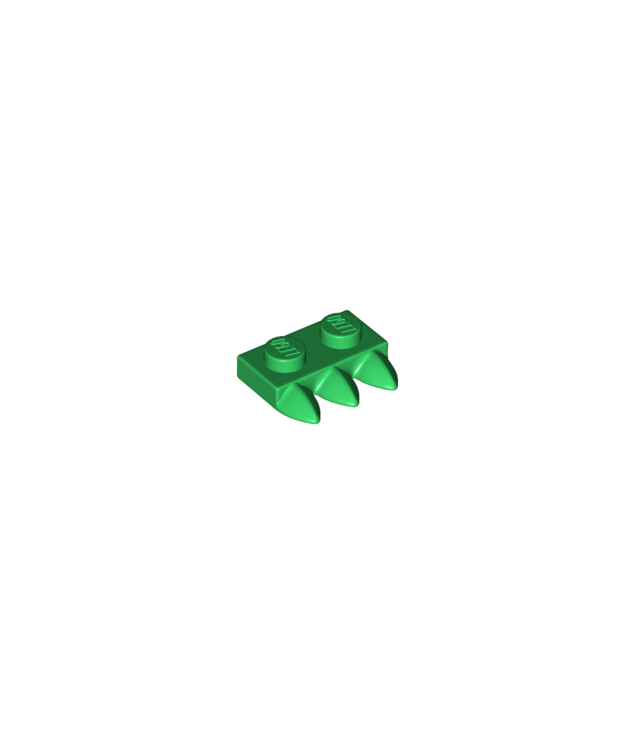 LEGO - Plaat, gemodificeerd 1 x 2 met 3 tanden - Green | N