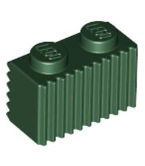 LEGO - Steen, gemodificeerd 1 x 2 met rooster / geribbeld profiel - Dark Green | N - Thumbnail