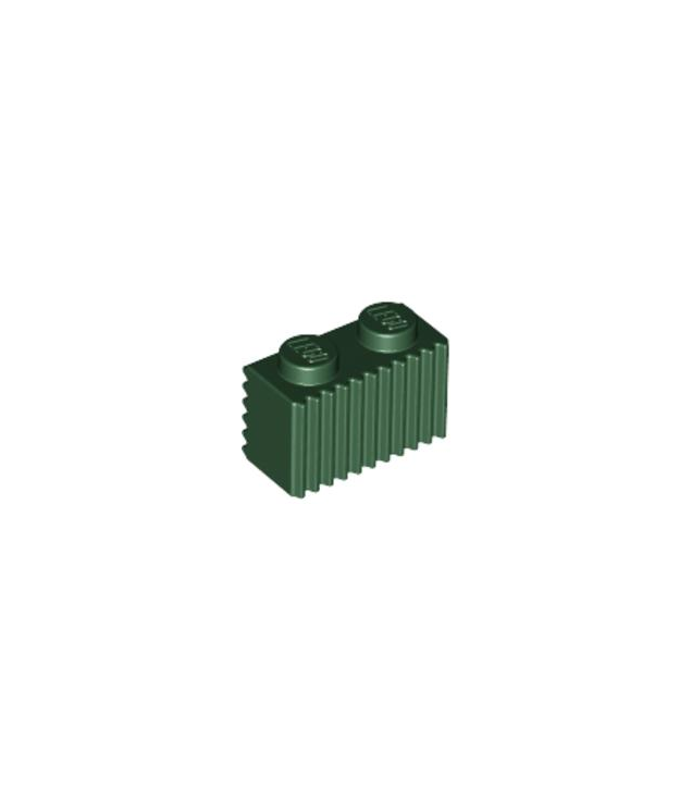 LEGO - Steen, gemodificeerd 1 x 2 met rooster / geribbeld profiel - Dark Green | N