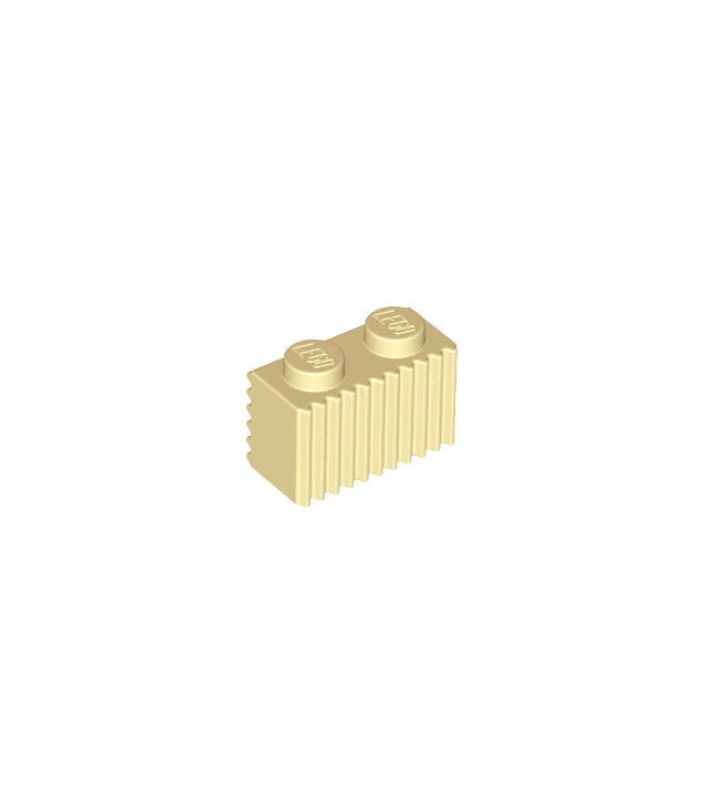 LEGO - Steen, gemodificeerd 1 x 2 met rooster / geribbeld profiel - Tan | N