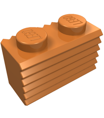 LEGO - Steen, gemodificeerd 1 x 2 met rooster / geribbeld profiel - Medium Nougat | N - Thumbnail