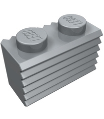LEGO - Steen, gemodificeerd 1 x 2 met rooster / geribbeld profiel - Pearl Light Gray | N - Thumbnail