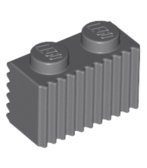 LEGO - Steen, gemodificeerd 1 x 2 met rooster / geribbeld profiel - Dark Bluish Gray | N - Thumbnail
