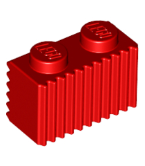 LEGO - Steen, gemodificeerd 1 x 2 met rooster / geribbeld profiel - Red | N - Thumbnail