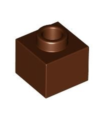 LEGO - Steen, gemodificeerd 1 x 1 x 2/3 met open nop - Reddish Brown | N - Thumbnail