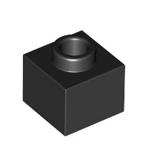 LEGO - Steen, gemodificeerd 1 x 1 x 2/3 met open nop - Black | N - Thumbnail
