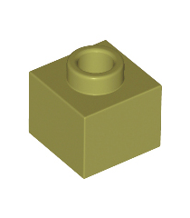 LEGO - Steen, gemodificeerd 1 x 1 x 2/3 met open nop - Olive Green | N - Thumbnail