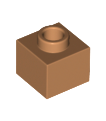 LEGO - Steen, gemodificeerd 1 x 1 x 2/3 met open nop - Medium Nougat | N - Thumbnail